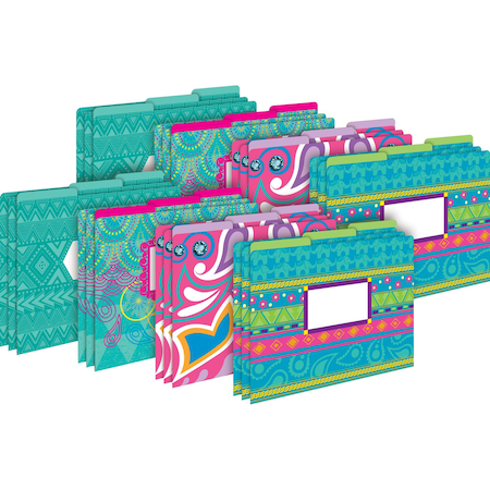 Barker Creek Bohemian Designer Letter-Size File Folders, Multi-Design Set, 24/Package 3961